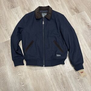 Levi's Men's Corduroy-Collar Plaid Bomber Jacket Wool Blend Size Small NWT